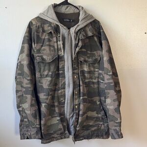 Faded Glory Camouflage Military Jacket with Gray Hood